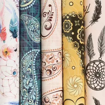 591592, (цена за 10 шт.) Бумага упаковочная мелованная "Ethnic 2", 70x100 см, 5 дизайнов ассорти, ЗОЛОТАЯ СКАЗКА, 591592
