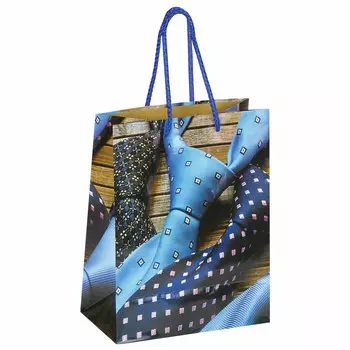 606586, (цена за 12 шт.) Пакет подарочный 17,8x9,8x22,9 см, ЗОЛОТАЯ СКАЗКА "Галстуки", ламинированный, 606586