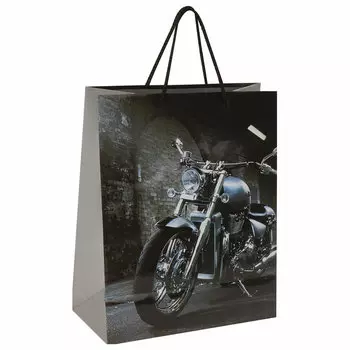 606589, (цена за 12 шт.) Пакет подарочный 26x12,7x32,4 см, ЗОЛОТАЯ СКАЗКА "Мотоцикл", ламинированный, 606589