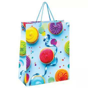 606593, (цена за 12 шт.) Пакет подарочный 26x12,7x32,4 см, ЗОЛОТАЯ СКАЗКА "Кексики", ламинированный, 606593