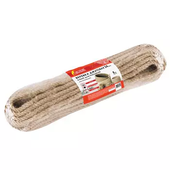 607949, Веревка (канат) джутовая для рукоделия, декоративная, длина 24 м, d=8 мм, ОСТРОВ СОКРОВИЩ, 607949