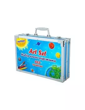 664634, Набор ЮНОГО ХУДОЖНИКА Cosmo для рисования и творчества в кейсе ЮНЛАНДИЯ, 163 предмета, 664634