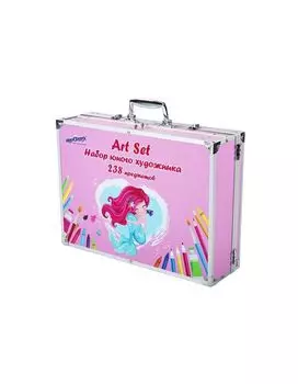 664635, Набор ЮНОГО ХУДОЖНИКА Mermaid для рисования в кейсе ЮНЛАНДИЯ ПРЕМИУМ, 238 предметов,664635