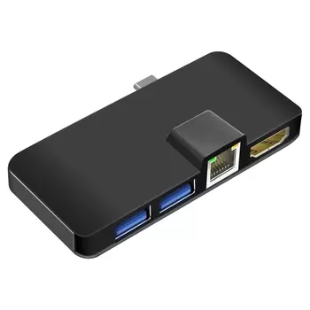 Адаптер Ginzzu GR-767UB USB Type-C - HDMI/RJ45/2xUSB 3.0 Black 17584