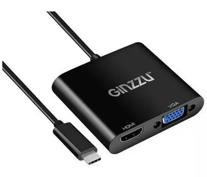 Адаптер Ginzzu USB Type-C - VGA / HDMI 25cm GC-875HVC