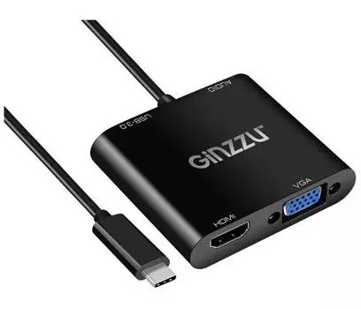 Адаптер Ginzzu USB Type-C - VGA / HDMI / USB 3.0 / Audio 25cm GC-877HVC