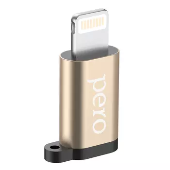 Адаптер PERO AD01 LIGHTNING TO MICRO USB, золотой