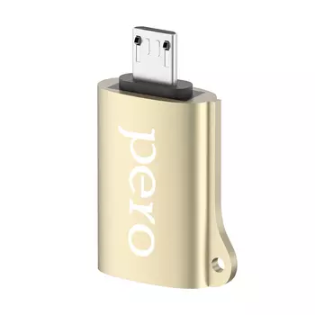 Адаптер PERO AD02 OTG MICRO USB TO USB 2.0, золотой