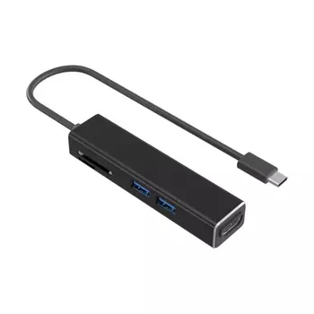 Адаптер Red Line Multiport adapter Type-C 5 in 1 с проводом Black