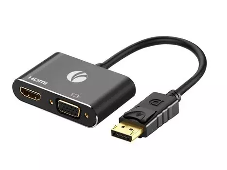 Адаптер VCOM DisplayPort(M) --> HDMI(F) + VGA(F), 4K@30Hz, 0.15м, Allum shell, (CG640M-0.15)
