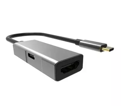 Aдаптер VCOM USB 3.1 Type-Cm --> HDMI A(f) , 4K@60Hz, PD charging, Aluminum Shell, (CU452)