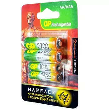 Аккумулятор GP Rechargeable 270AA+100AAAHC AA/AAA NiMH 2700mAh (4шт)
