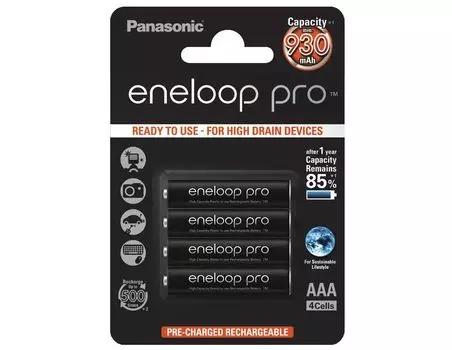 Аккумулятор Panasonic Eneloop Pro AAA 900 4BP (BK-4HCDE/4BE)