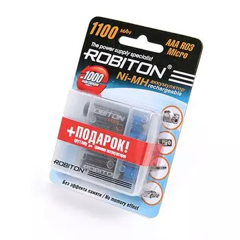 Аккумулятор Robiton AAA 1100 mAh (уп 4 шт) + футляр