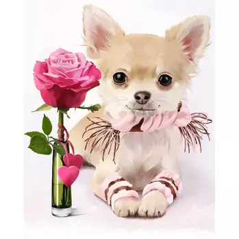 Алмазная картина Чихуахуа 40*50см на подрамнике