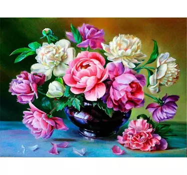 Алмазная картина Пионы 40*50см на подрамнике