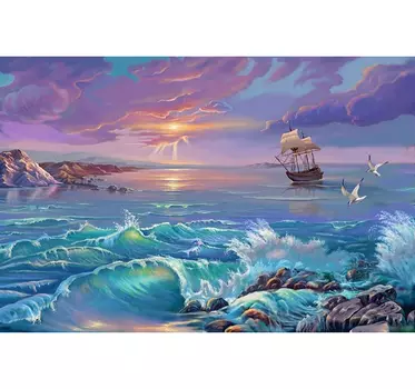 Алмазная картина Закат над морем 40*50см на подрамнике