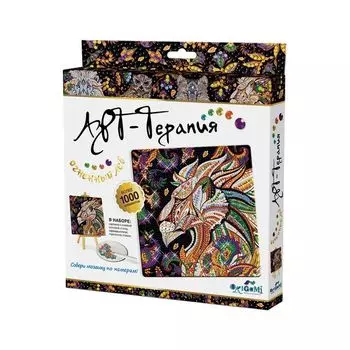 Алмазная мозаика Арт-Терапия Огненный лев, более 1000 элементов, 20*20 см, ORIGAMI, 03216