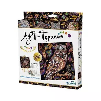 Алмазная мозаика Арт-Терапия Золотая сова, более 1000 элементов, 20*20 см, ORIGAMI, 03215