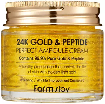 Ампульный крем с золотом и пептидами Farmstay 24K Gold &amp; Peptide Perfect Ampoule Cream, 80ml