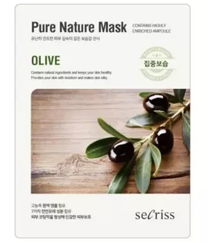 АН Secriss Маска для лица тканевая Secriss Pure Nature Mask Pack-Olive 25мл
