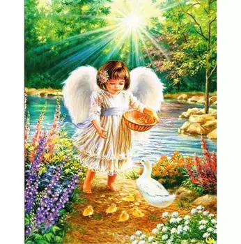 Ангел.Роспись по холсту(картина по номерам 40*50см) MS7416