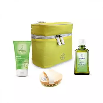 Антицеллюлитный набор Weleda Идеальная пара (пилинг, масло, щётка, косметичка)