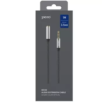 Аудио-удлинитель PERO MC-03 JACK 3.5, 1м, Black