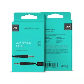 AUX-кабель BoraSCO, витой, 2м, черный