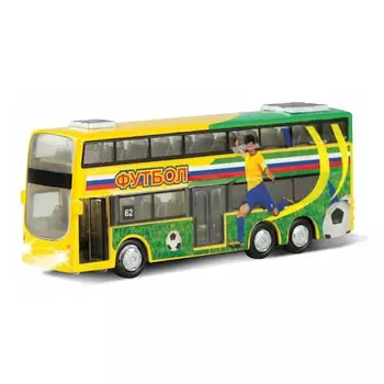 Автобус двухэтажный Футбол" металлический инерционный 150929, Технопарк СТ10-054-6