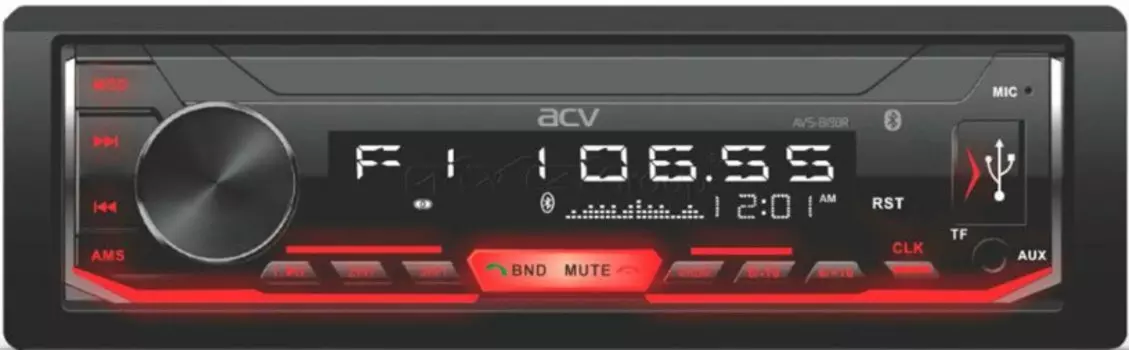 Автомагнитола ACV AVS-819BR 1din/красная/FM/MP3/USB/BT/SD/FM/4*45/съемн.панель
