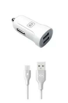 Автомобильное зарядное устойство Exployd EX-Z-583 microUSB 2хUSB 3.4А (2.4А+1А) белый