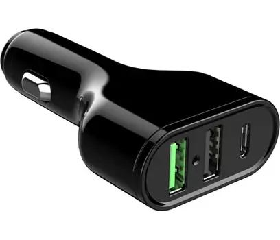 Автомобильное зарядное устройство Devia Swift Drive Car Charger 2USB+Type-C QC3.0 - Чёрный