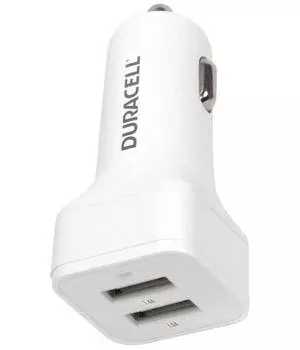 Автомобильное зарядное устройство Duracell 2USB, 2.4А, Fast charger, белый, DR5034W-RU