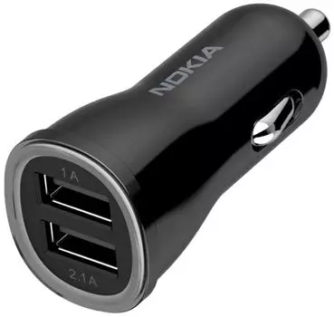Автомобильное зарядное устройство Nokia Dual Car charger 5V 1+2.1A DC-310