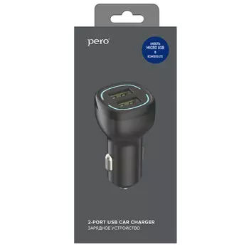Автомобильное зарядное устройство PERO AC04 2USB 2.4A AUTOMAX кабель Micro USB черное