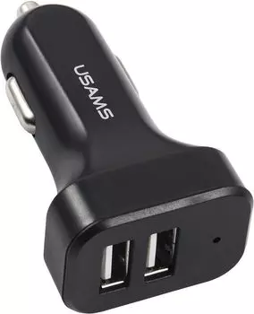 Автомобильное зарядное устройство USAMS 2 USB (модель US-CC087), 2.1А, черный (CC87TC01)