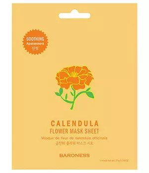 BARONESS Успокаивающая тканевая маска с экстрактом календулы Flower Mask Sheet Calendula, 23 г