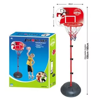 Баскетбол Basketball stand (высота 180см) в коробке стойка(h=180см)со щитом,кольцо,сетка,насос,мяч(D=16см) MY1701-B