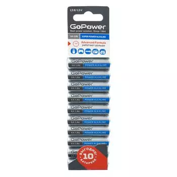 Батарейка GoPower LR6 AA BL10 Alkaline 1.5V (10/60/360) блистер (10 шт.)