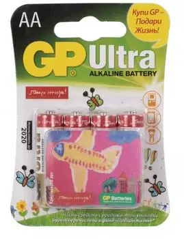 Батарейка GP Ultra Alkaline 15AUGL LR6 AA (промо:Подари Жизнь!) (4шт.)