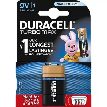 Батарейка Крона Duracell Turbo MAX 6LR61-1BL 9V (1шт)