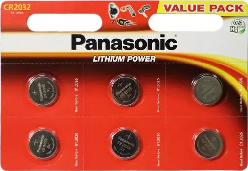 Батарейка Panasonic Lithium Power CR2032 блистер 6шт.