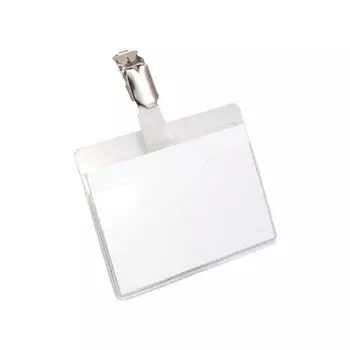 Бейджи горизонтальные (60х90 мм), КОМПЛЕКТ 25 шт., поворотный клип, прозрачные, DURABLE (Германия), 8106-19