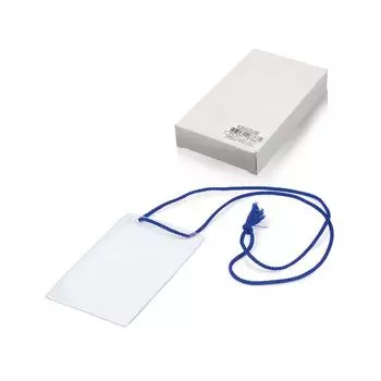 Бейджи вертикальные БОЛЬШИЕ (123х79 мм), КОМПЛЕКТ 10 шт., ПВХ, на синем шнуре 44 см, ДПС, 1427.В-101