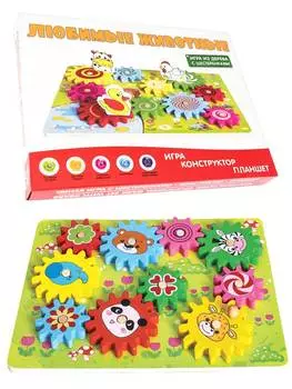 Бизиборд Анданте "Любимые животные" Игра из дерева с шестеренками