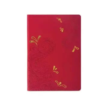 Бизнес-блокнот BRAUBERG, А5, 148х218 мм, Orient, кожзаменитель с тиснением, клетка, 128 л., красный, 128045