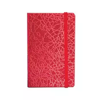 Бизнес-блокнот BRAUBERG, А7+, 95х145 мм, Irida, кожзаменитель металлик, резинка, линия, 64 л., красный, 128047, (3 шт.)