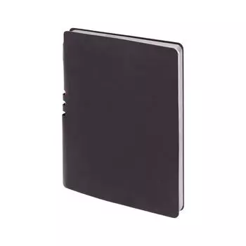 Бизнес-тетрадь BRAUBERG VIVELLA, А5+ 175x215 мм, под кожу, клетка, 120 л., ручка, черный, 110957