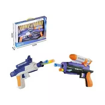 Бластер PATHFINDER+PIONEER с мягкими пулями в коробке мишень,бомба,12 мягких пуль на присосках,2 пары очков,пульки 19821А